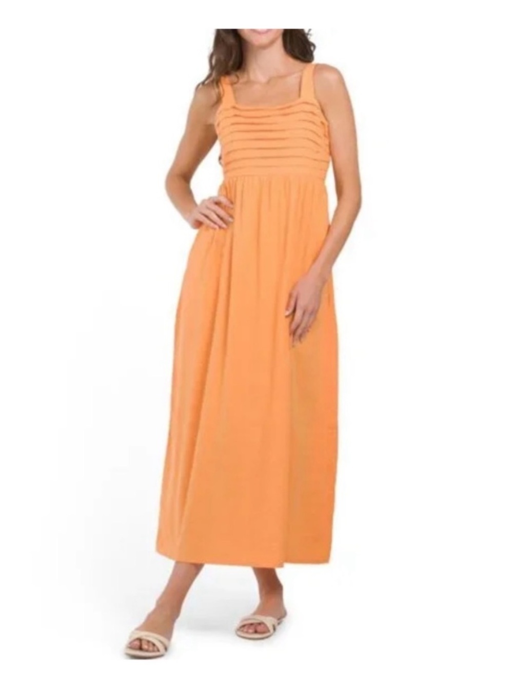 Tahari Linen Blend Midi Dress Size 10 boho beach summer coastal chic vacation
